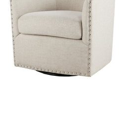 28'' Wide Swivel Barrel Chair This Barrel Armchair Brings An Eye-Catching Spare Seat to your Living Room Wrapped in Polyester Upholstery