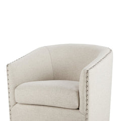 28'' Wide Swivel Barrel Chair This Barrel Armchair Brings An Eye-Catching Spare Seat to your Living Room Wrapped in Polyester Upholstery