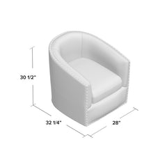 28'' Wide Swivel Barrel Chair This Barrel Armchair Brings An Eye-Catching Spare Seat to your Living Room Wrapped in Polyester Upholstery