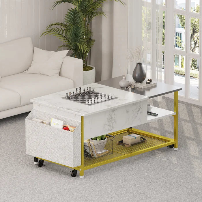 Lift Top Floor Shelf Coffee Table with Storage Extra Storage Pockets and Shelves Provide More Storage Space