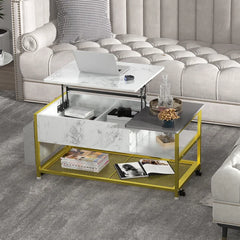 Lift Top Floor Shelf Coffee Table with Storage Extra Storage Pockets and Shelves Provide More Storage Space