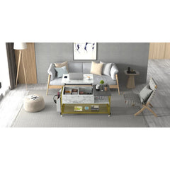 Lift Top Floor Shelf Coffee Table with Storage Extra Storage Pockets and Shelves Provide More Storage Space