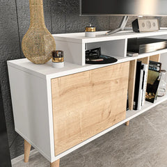 Leonard TV Stand for TVs up to 70" Three Compartments with Plenty Storage Space