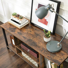 TV Stand for TVs up to 50" Open Shelving Rustic Brown Manufactured Wood Metal