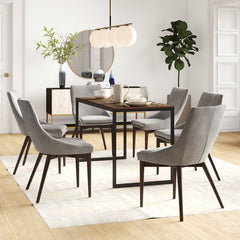 Ler 55'' Dining Table Sturdy Steel Frame with Rich Wooden Grain Finish