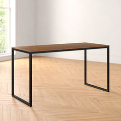 Ler 55'' Dining Table Sturdy Steel Frame with Rich Wooden Grain Finish