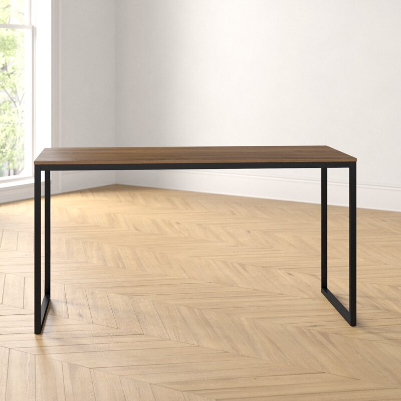 Ler 55'' Dining Table Sturdy Steel Frame with Rich Wooden Grain Finish