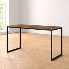 Ler 55'' Dining Table Sturdy Steel Frame with Rich Wooden Grain Finish