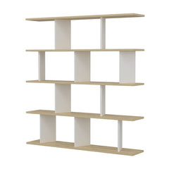 Oak/White 53.9'' H x 51.6'' W Bookcase Geometric Design
