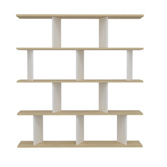 Oak/White 53.9'' H x 51.6'' W Bookcase Geometric Design
