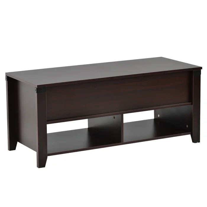 Cherry Lift Top Extendable 4 Legs Coffee Table with Storage Manufactured Wood Frame