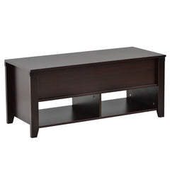 Cherry Lift Top Extendable 4 Legs Coffee Table with Storage Manufactured Wood Frame