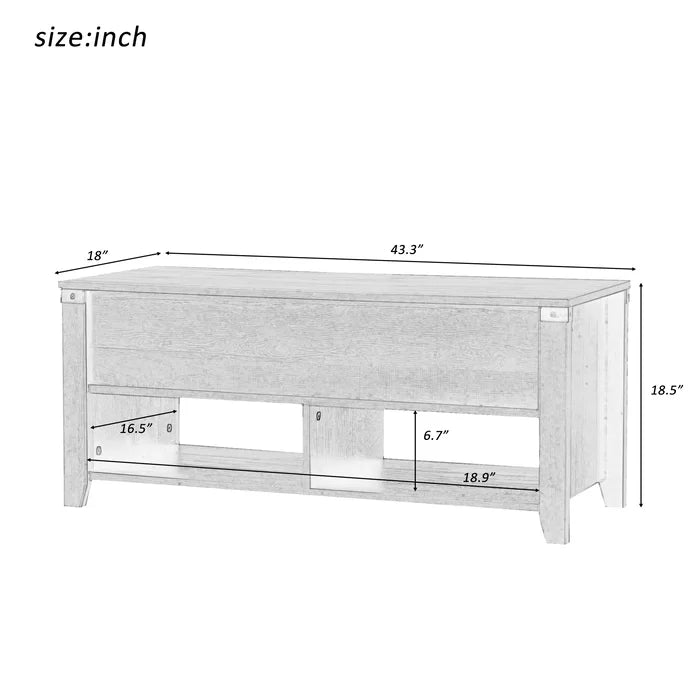 Cherry Lift Top Extendable 4 Legs Coffee Table with Storage Manufactured Wood Frame