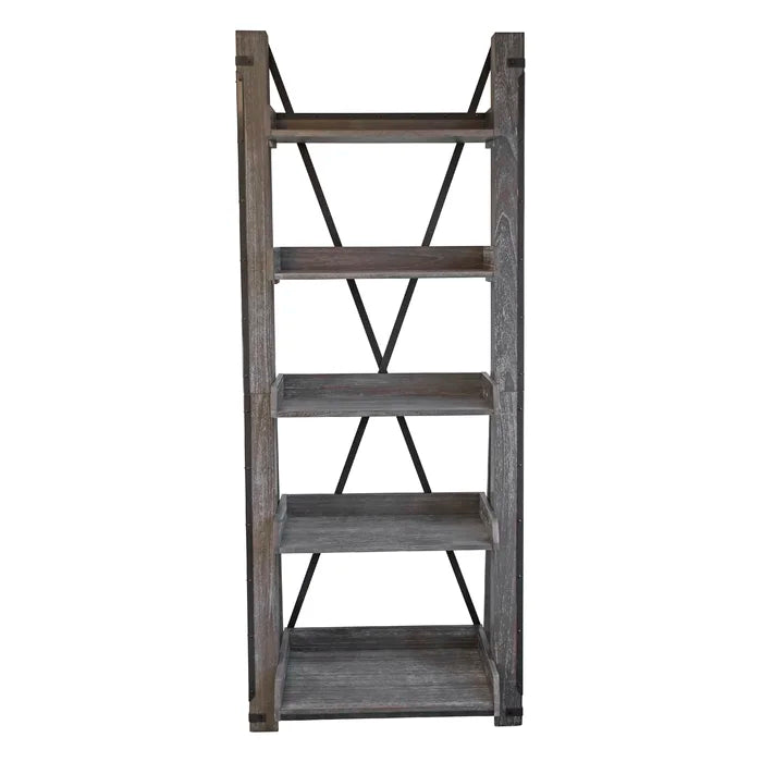 Washed Driftwood Lindfield 81'' H x 33'' W Solid Wood Ladder Bookcase