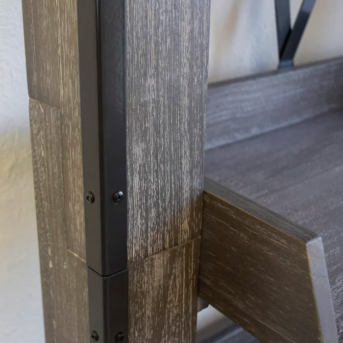 Washed Driftwood Lindfield 81'' H x 33'' W Solid Wood Ladder Bookcase