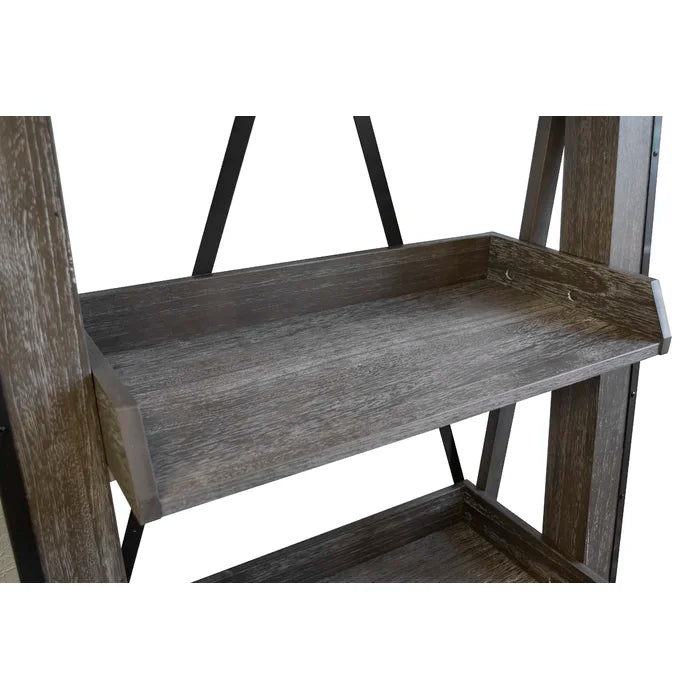 Washed Driftwood Lindfield 81'' H x 33'' W Solid Wood Ladder Bookcase