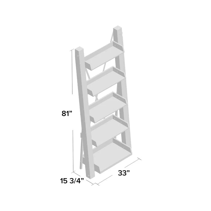 Washed Driftwood Lindfield 81'' H x 33'' W Solid Wood Ladder Bookcase