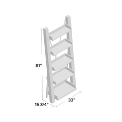 Washed Driftwood Lindfield 81'' H x 33'' W Solid Wood Ladder Bookcase