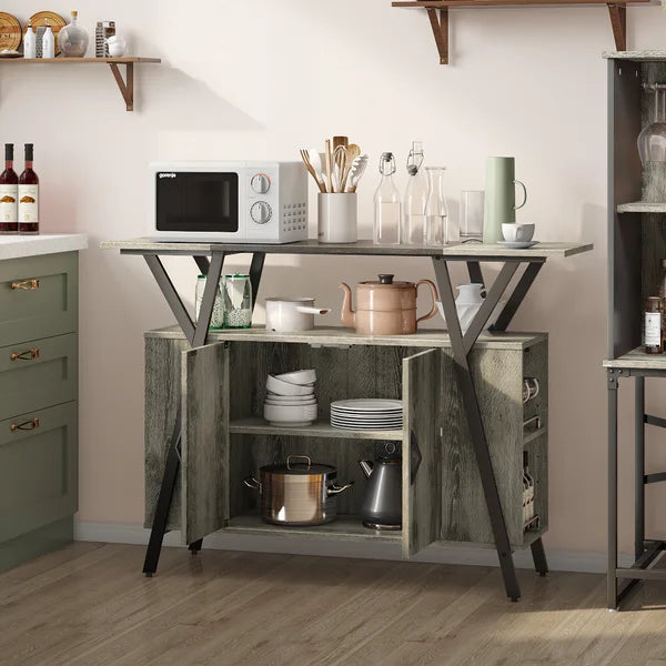 Retro Gray Oak Linneman 47.24'' Wide Kitchen Island Provides More Storage in your Kitchen