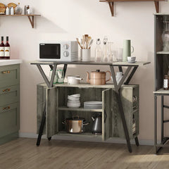 Retro Gray Oak Linneman 47.24'' Wide Kitchen Island Provides More Storage in your Kitchen