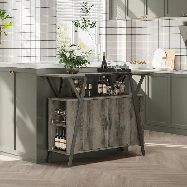 Retro Gray Oak Linneman 47.24'' Wide Kitchen Island Provides More Storage in your Kitchen