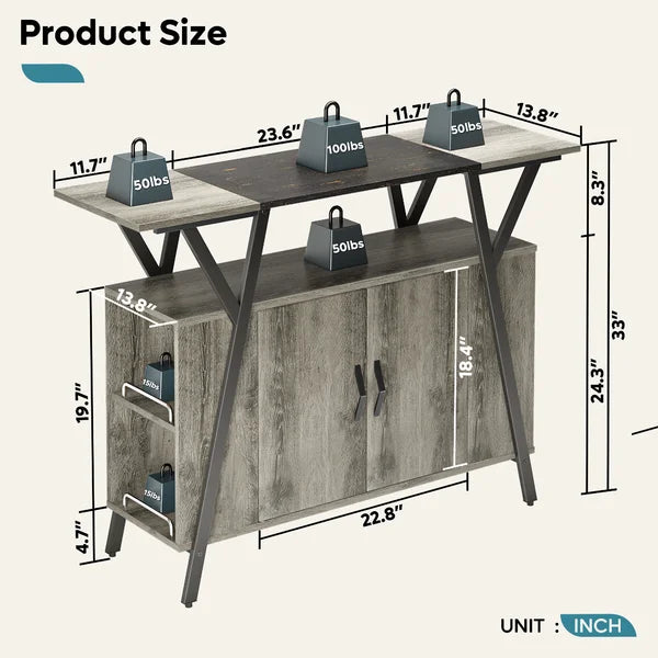 Retro Gray Oak Linneman 47.24'' Wide Kitchen Island Provides More Storage in your Kitchen