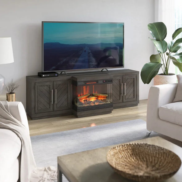 Weathered Gray Lisette TV Stand for TVs up to 80 with Fireplace Included