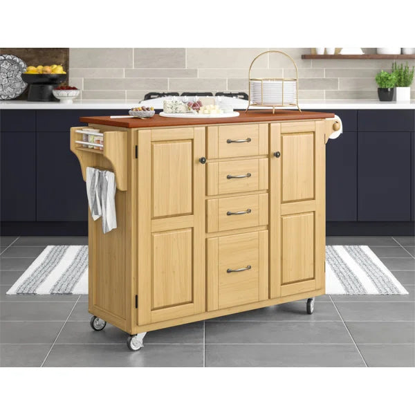 Littrell 48'' Wide Rolling Kitchen Island with Solid Wood Top