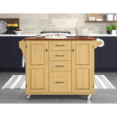 Littrell 48'' Wide Rolling Kitchen Island with Solid Wood Top