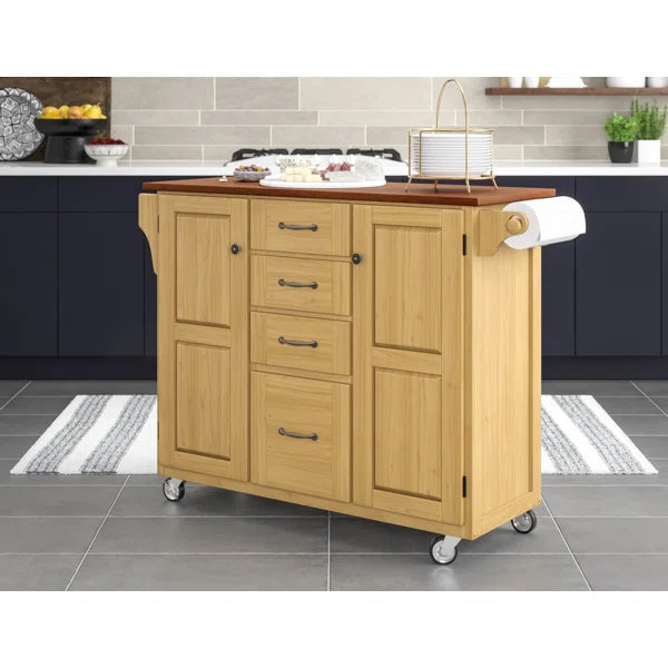 Littrell 48'' Wide Rolling Kitchen Island with Solid Wood Top