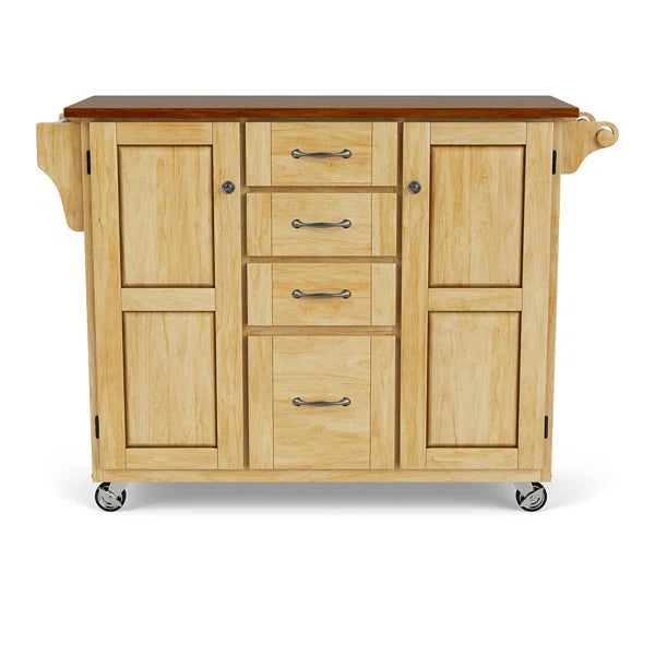 Littrell 48'' Wide Rolling Kitchen Island with Solid Wood Top