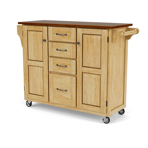 Littrell 48'' Wide Rolling Kitchen Island with Solid Wood Top