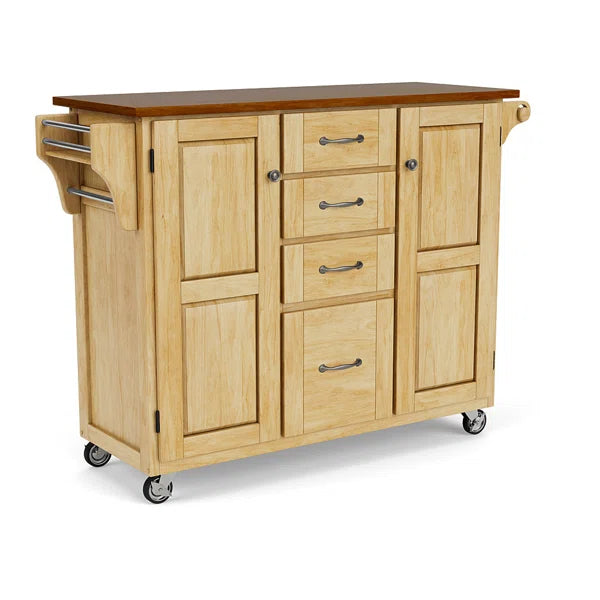 Littrell 48'' Wide Rolling Kitchen Island with Solid Wood Top