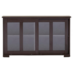 Espresso Liya Server Two Glass Paneled Sliding Doors
