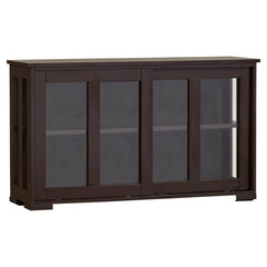 Espresso Liya Server Two Glass Paneled Sliding Doors