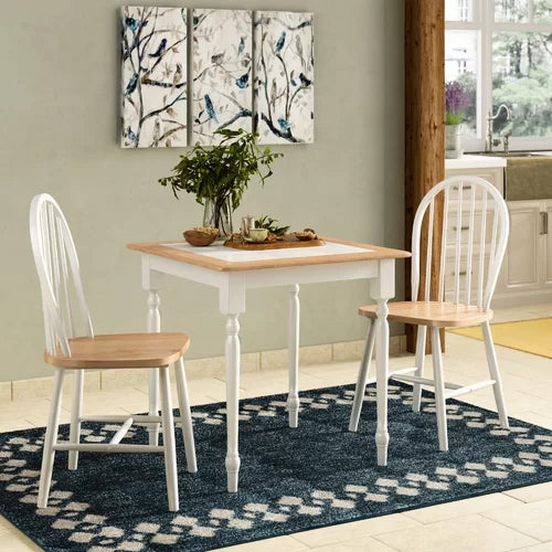 Llanas 2 Person Dining Set Turned Legs Table and Straight Legs