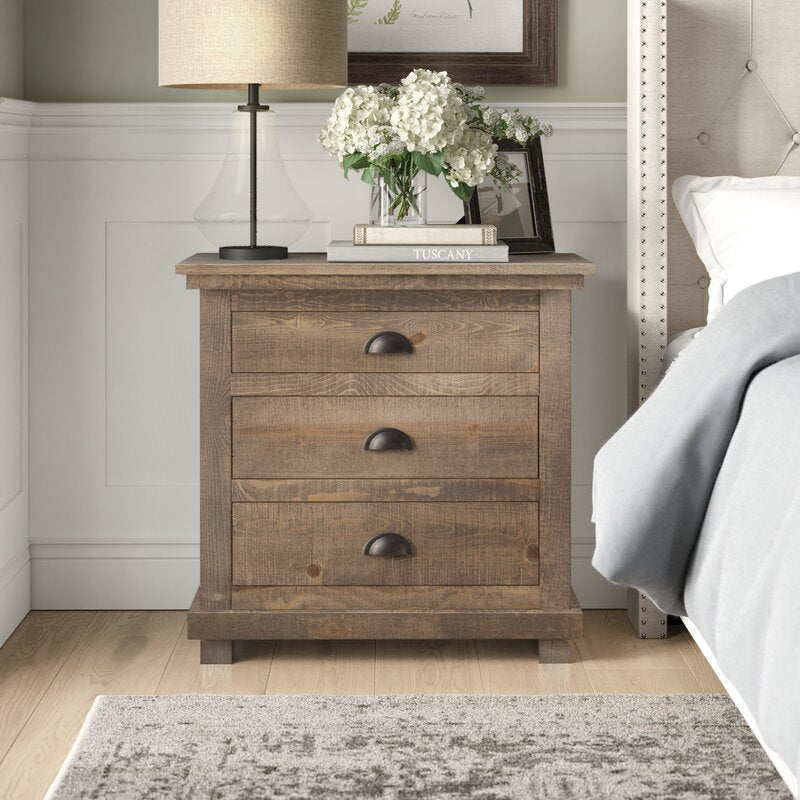 Weathered Gray 31'' Tall 3 - Drawer Solid Wood Chest