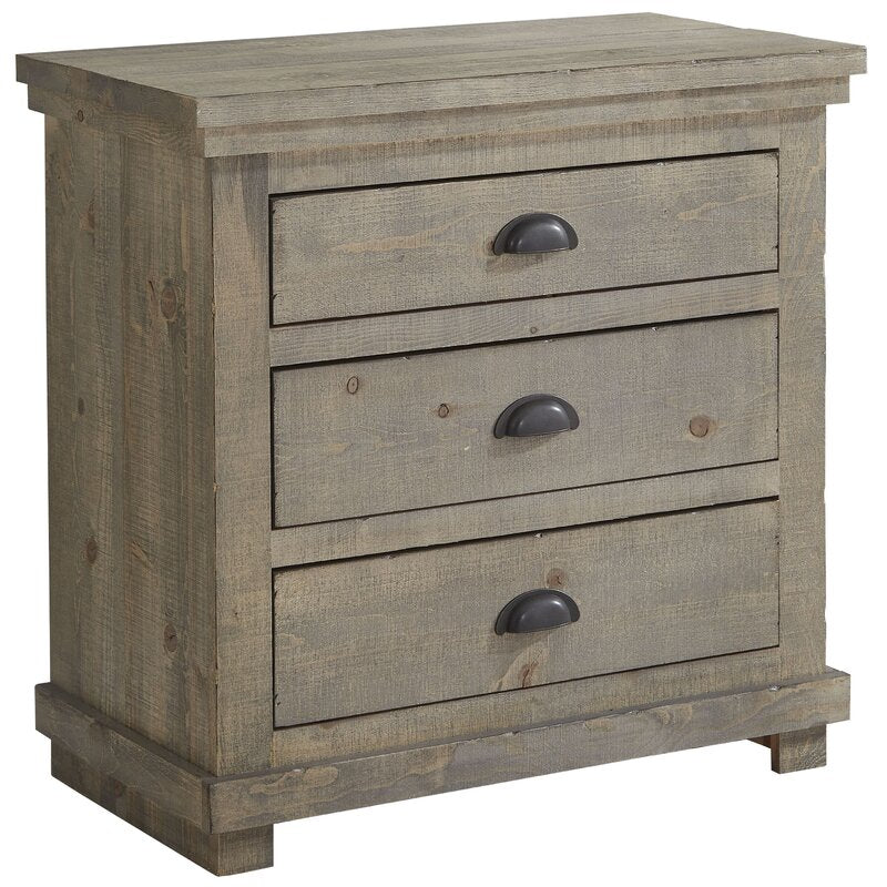 Weathered Gray 31'' Tall 3 - Drawer Solid Wood Chest