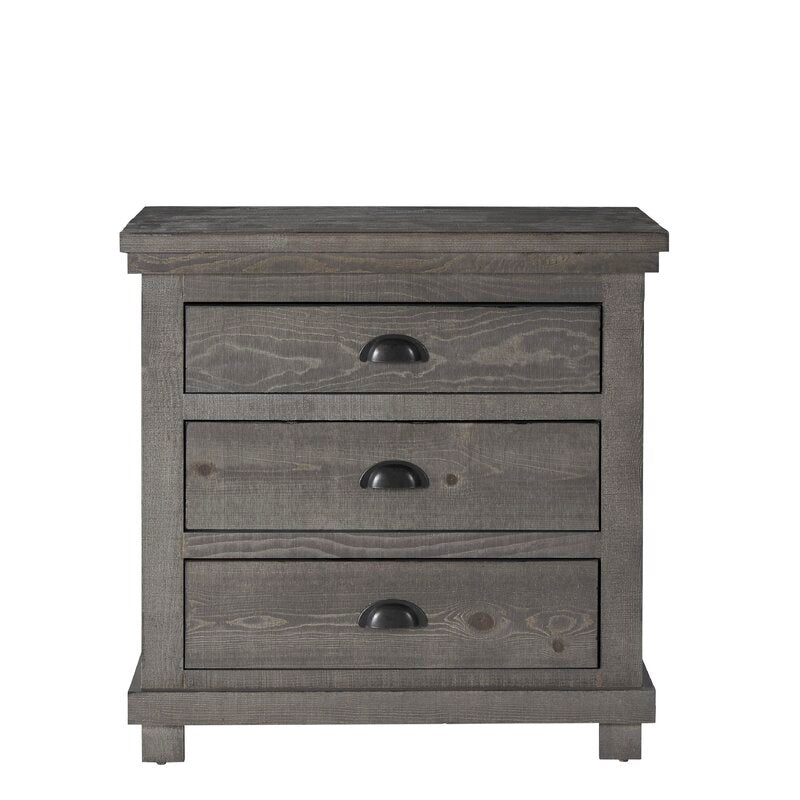 Distressed Dark Gray 31'' Tall 3 - Drawer Solid Wood Bachelor's Chest Spots for Storage