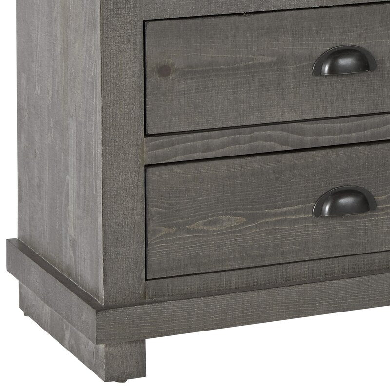 Distressed Dark Gray 31'' Tall 3 - Drawer Solid Wood Bachelor's Chest Spots for Storage