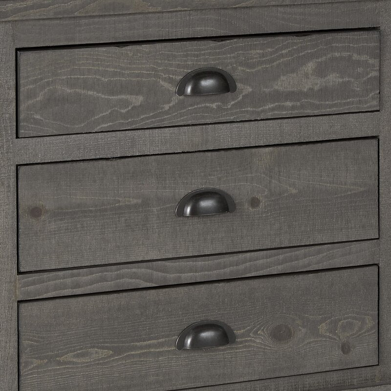 Distressed Dark Gray 31'' Tall 3 - Drawer Solid Wood Bachelor's Chest Spots for Storage