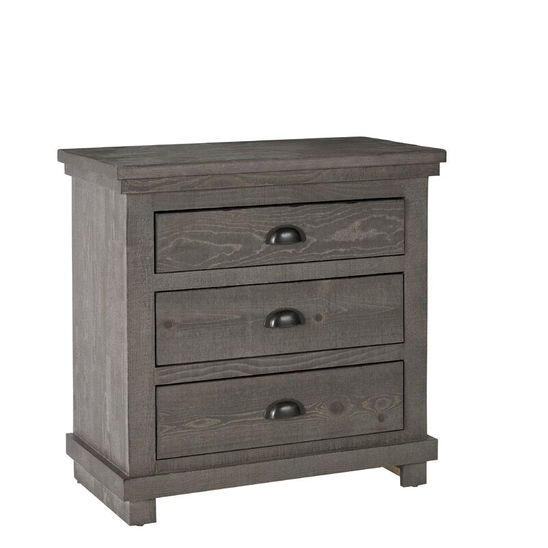 Distressed Dark Gray 31'' Tall 3 - Drawer Solid Wood Bachelor's Chest Spots for Storage