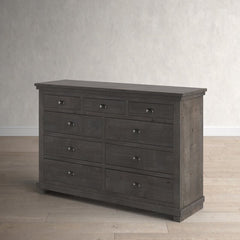 Distressed Dark Gray Lockridge 9 Drawer 66'' W Solid Wood Dresser