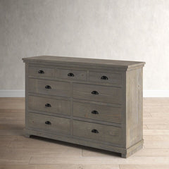 Weathered Gray Lockridge 9 Drawer 66'' W Solid Wood Dresser