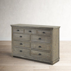 Weathered Gray Lockridge 9 Drawer 66'' W Solid Wood Dresser