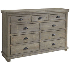 Weathered Gray Lockridge 9 Drawer 66'' W Solid Wood Dresser