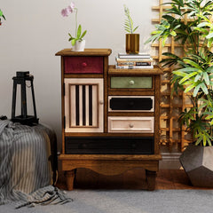 30.25'' Tall Solid Wood 5 - Drawer Apothecary Accent Chest Five Multicolored Drawers for Keeping Books, Clothes, Dishware