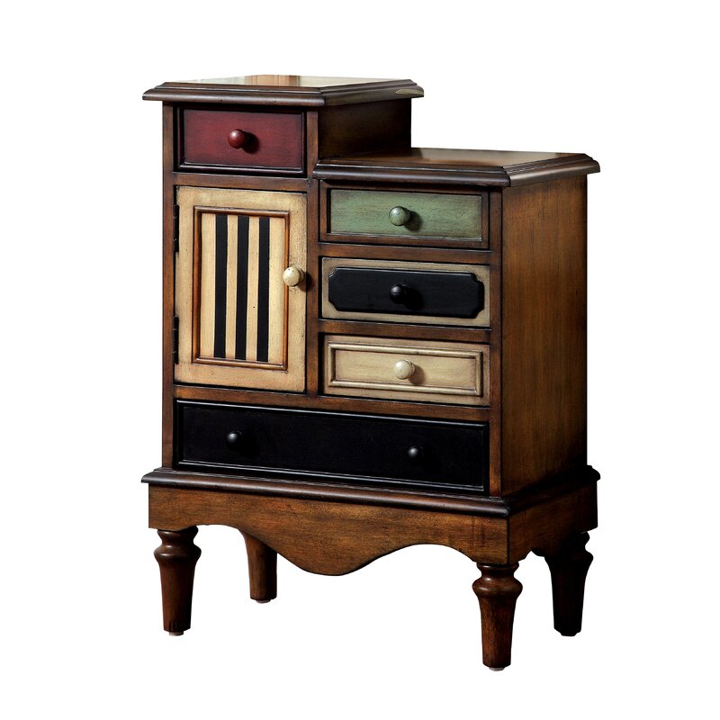 30.25'' Tall Solid Wood 5 - Drawer Apothecary Accent Chest Five Multicolored Drawers for Keeping Books, Clothes, Dishware