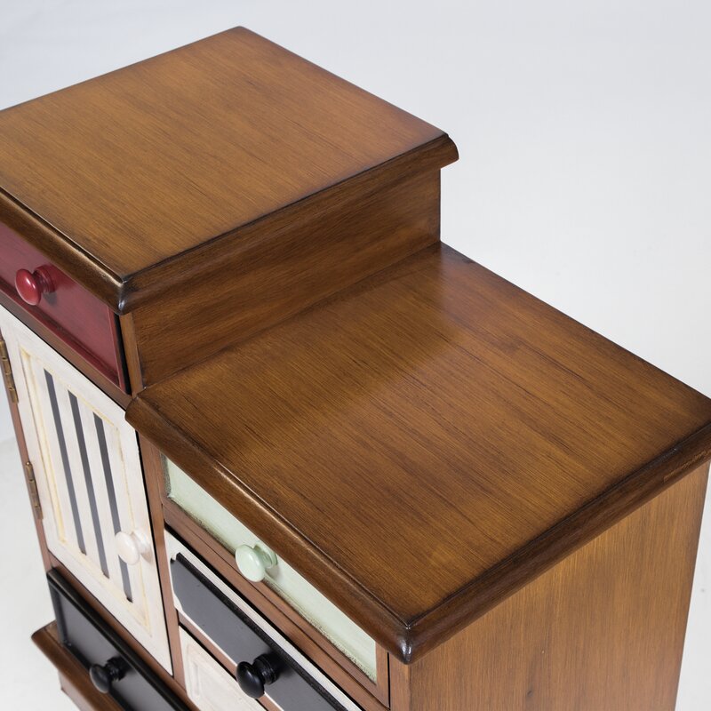30.25'' Tall Solid Wood 5 - Drawer Apothecary Accent Chest Five Multicolored Drawers for Keeping Books, Clothes, Dishware