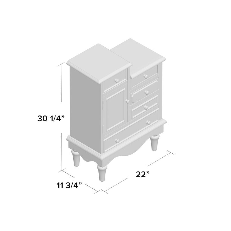 30.25'' Tall Solid Wood 5 - Drawer Apothecary Accent Chest Five Multicolored Drawers for Keeping Books, Clothes, Dishware